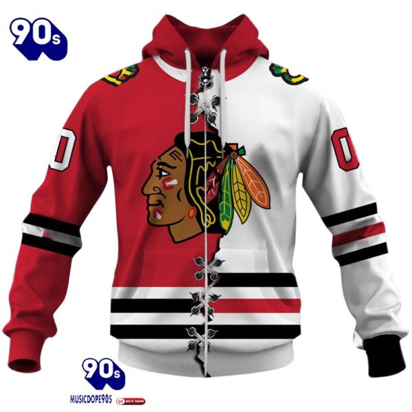 Chicago Blackhawks Personalized NHL Mix Jersey Hoodie Set