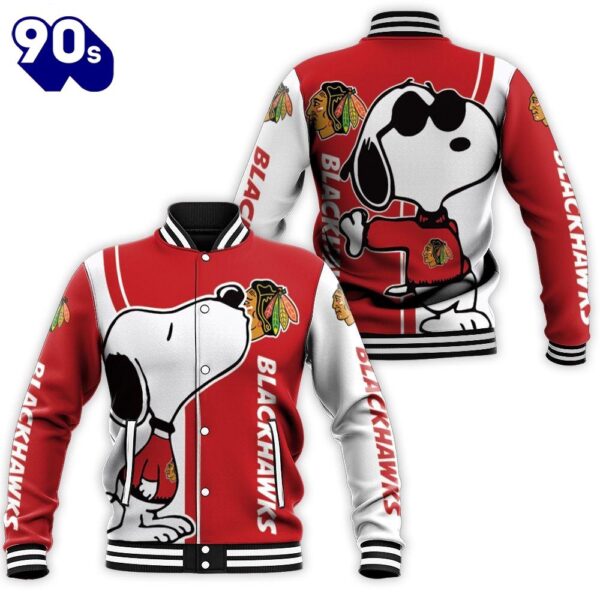 Chicago Blackhawks Snoopy Lover 3D Printed Baseball Jacket For Men Women