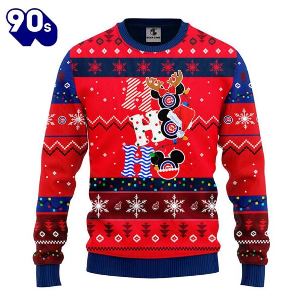 Chicago Cubs Hohoho Mickey Christmas Ugly Sweater  Gift Christmas