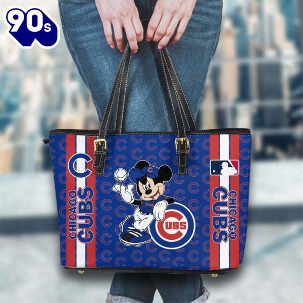 Chicago Cubs Mlb Mickey Women Leather Tote Bag