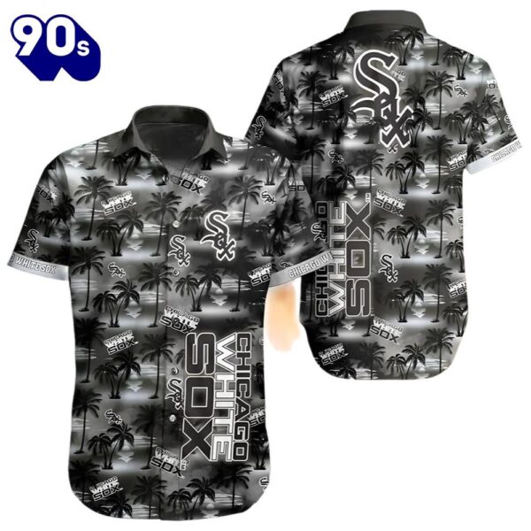 Chicago White Sox Hawaiian Button Up Shirts Black Coconut Tree Pattern