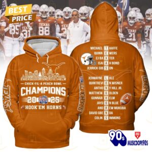 Chick Fil A Peach Bowl 2025 Champions Texas Longhorns Hook Em Horns Hoodie