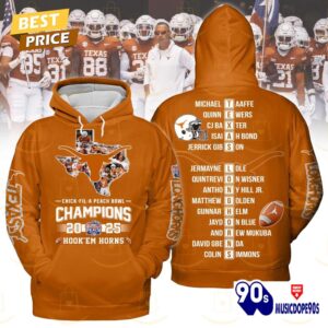 Chick Fil A Peach Bowl Champions 2025 Texas Longhorns Hook Em Horns Hoodie