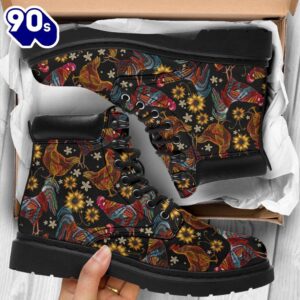 Chicken Leather Boots Animal Custom Shoes Funny Chicken Lover