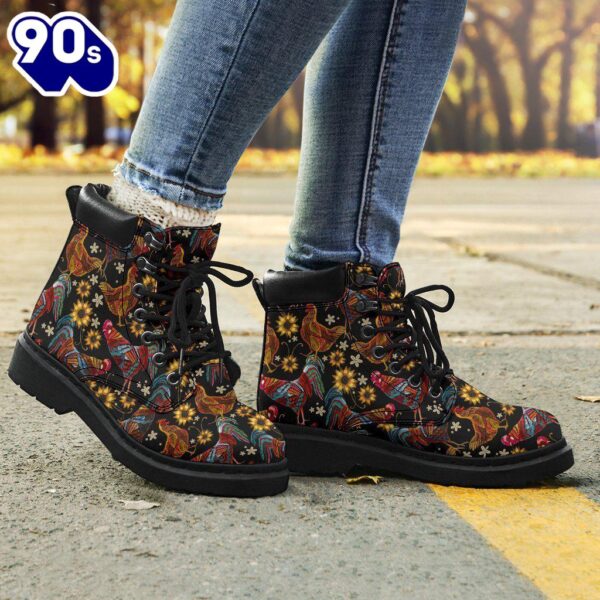 Chicken Leather Boots Animal Custom Shoes Funny Chicken Lover