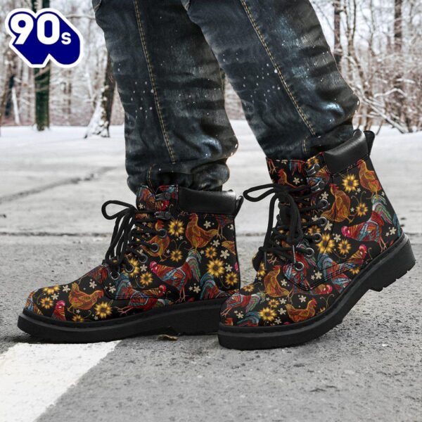 Chicken Leather Boots Animal Custom Shoes Funny Chicken Lover