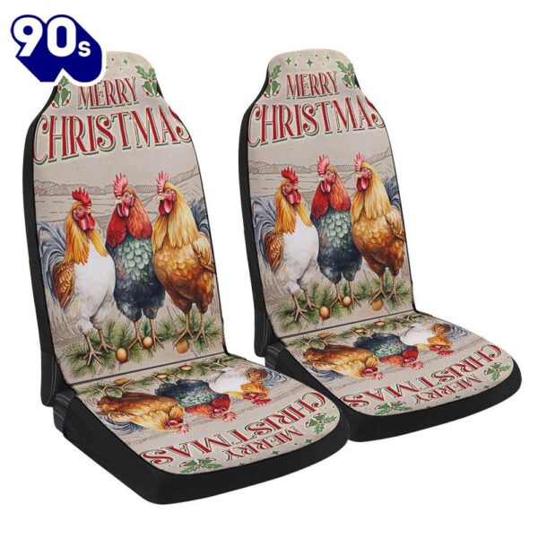 Chickens Christmas Three Hens In Christmas Seat Cover Cars  Gift For Christmas