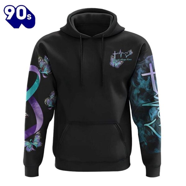 Choose To Keep Going Cross Smoke Butterfly Ribbons 3D Hoodie