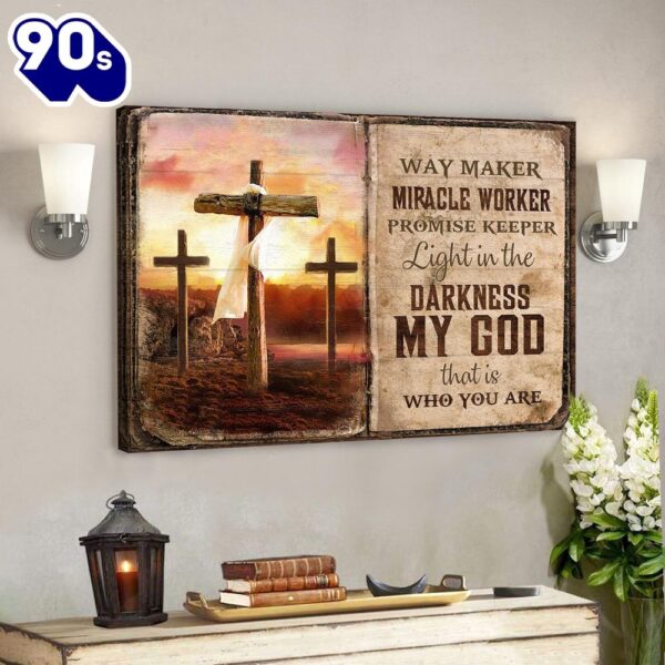 Christian Canvas The Old Rugged Crosses Sunset Painting My God Is The Light In The Darkness