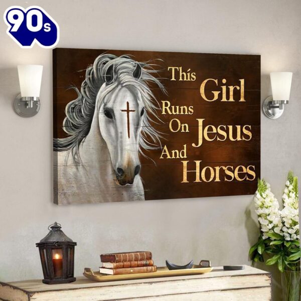 Christian Canvas Wall Art Cross Symbol Dark Orange Background This Girl Runs On Jesus