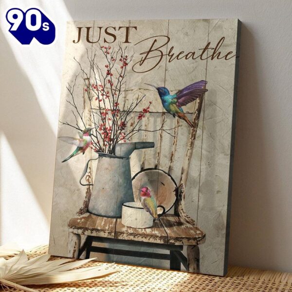 Christian Canvas Wall Art Hummingbird Just Breathe 1 Canvas Bible Verse Canvas