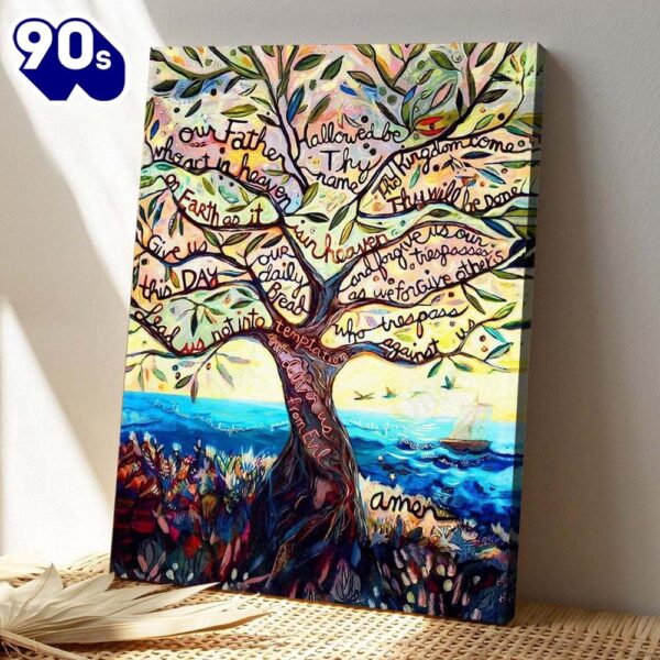 Christian Canvas Wall Art Jesus The Lords Prayer Tree Canvas Bible Verse Canvas