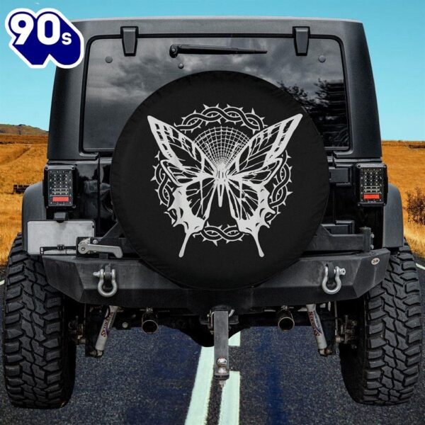 Christian Easter Jesus Crucifixion Crown of Thorns Butterfly Spare Tire Cover – Christian Tire Cover Car Decor