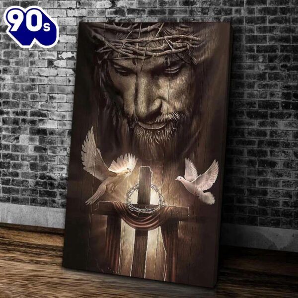 Christian Home Wall Decor, Christian Canvas, Jesus Christ, Bird And Cross Canvas