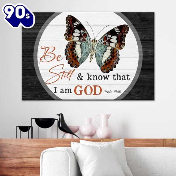 Christian Wall Art Canvas, Be Still And Know That I Am God Butterflies Religious Wall Decor