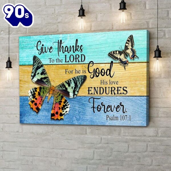 Christian Wall Art Psalm 1071 Give Thanks To The Lord Wall Art Canvas Religious Wall Decor