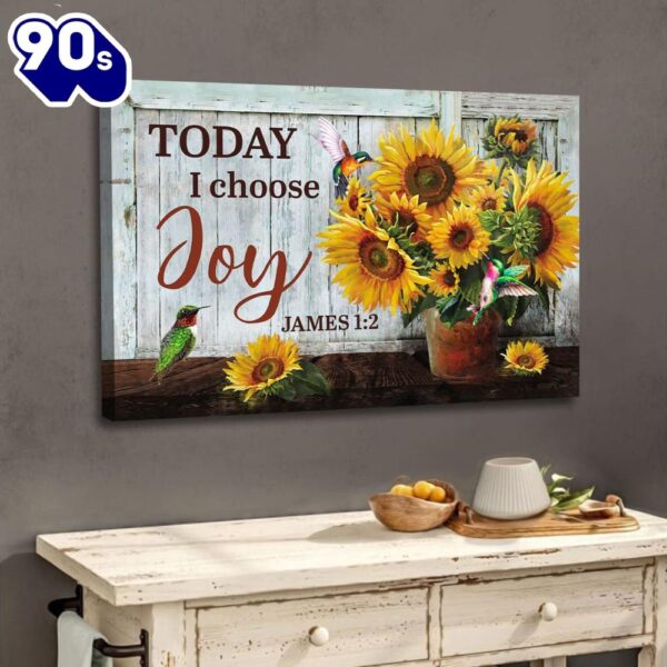 Christian Wall Decor Today I Choose Joy, Sunflower Wall Art Canvas Religious Wall Decor