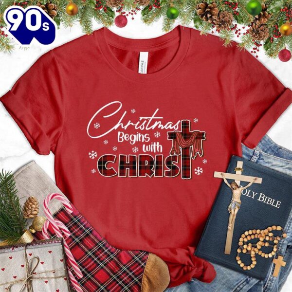 – Christmas 2024 Shirt Christmas Begins With Christ Colored Edition T-Shirt – Christmas 2024 Shirt