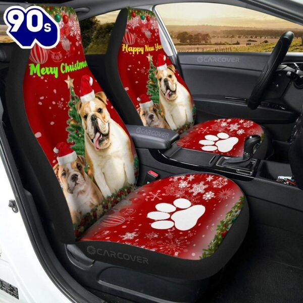 Christmas Bulldogs Car Seat Covers Custom Car Interior Accessoriess   Gift For Christmas