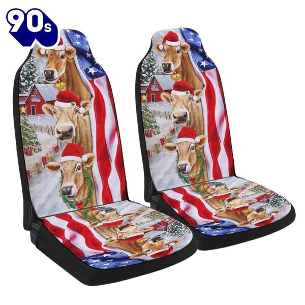 Christmas Cattle Cow American Flag Seat Cover Cars  Gift For Christmas