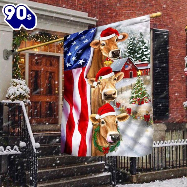 Christmas Cattle Cow American Flag  Decorate For Christmas