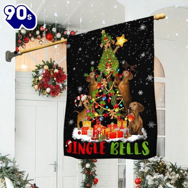 Christmas Dachshund Dog Flag Christmas Tree  Decorate For Christmas