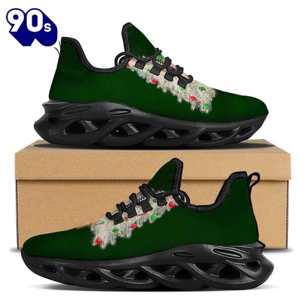 Christmas Decorated Tree Print Black Max Soul Shoes