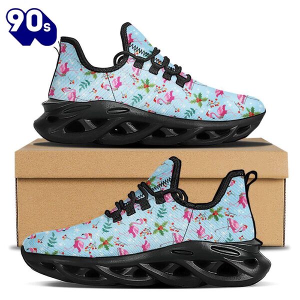 Christmas Flamingo Pink Print Pattern Black Max Soul Shoes