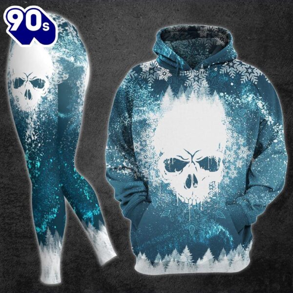 Christmas Frozen Snow Skull Artwork Print Combo Hoodie And Leggings