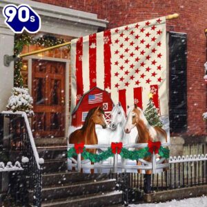 Christmas Horses American Flag Decorate…