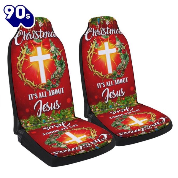 Christmas It Is All About Jesus Crown Of Thorns Christmas Wreath Seat Cover Cars  Gift For Christmas