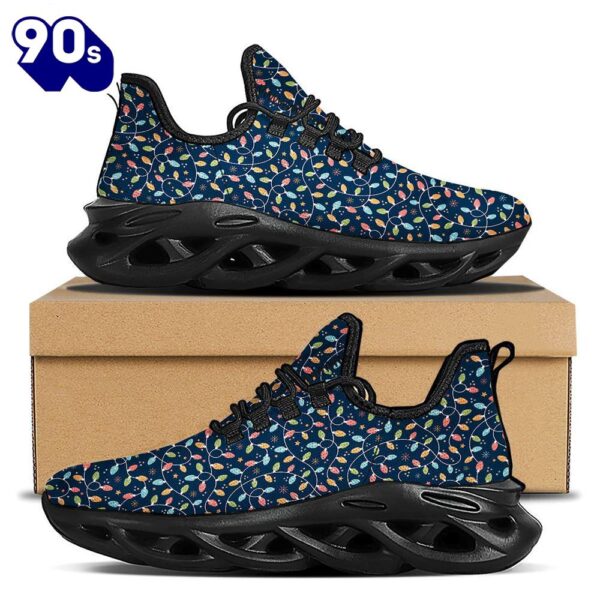 Christmas Lights Colorful Print Black Max Soul Shoes