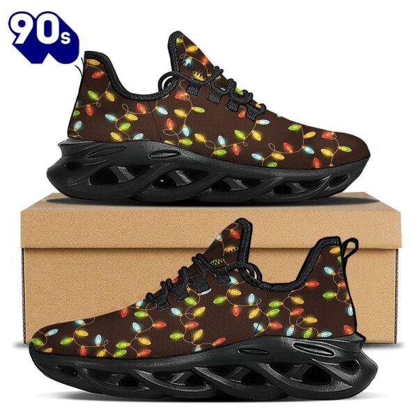 Christmas Lights Print Pattern Black Max Soul Shoes