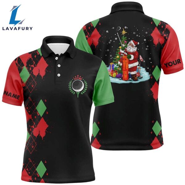 Christmas Mens Golf Polo Shirt Custom Christmas Santa Claus    Gift Christmas