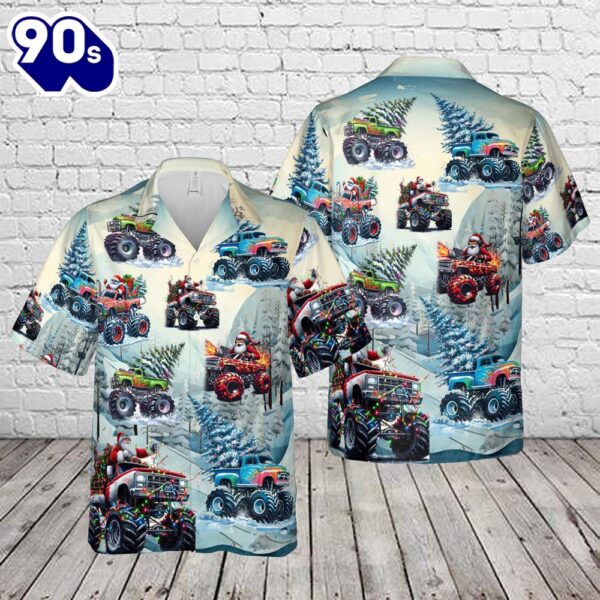 Christmas Monster truck Hawaiian Shirt