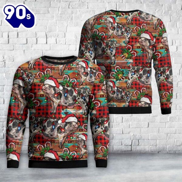 Christmas Pig Aztec With Christmas Ornaments Sweater