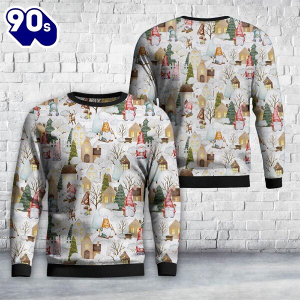 Christmas Seamless Pattern With Cute Gnomes Sweater