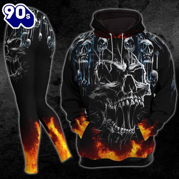 Christmas Skull Fire Combo Hoodie And Leggings