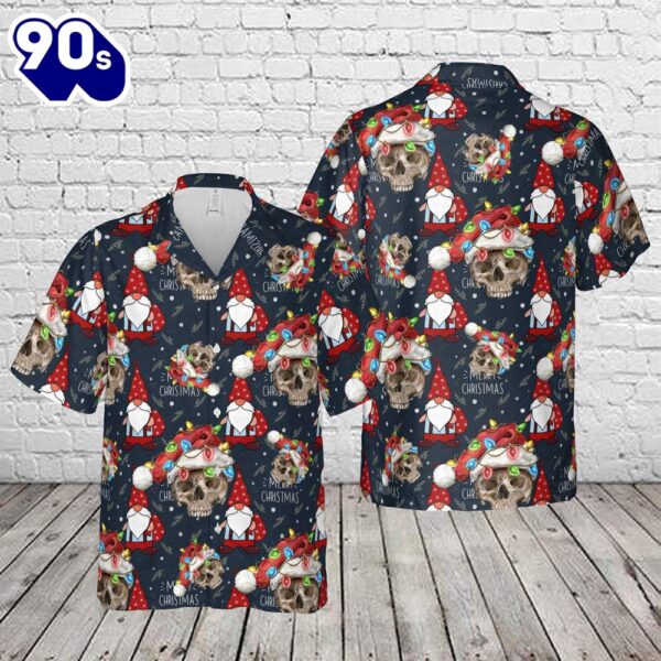 Christmas Skull With Santa Hat Christmas Hawaiian Shirt