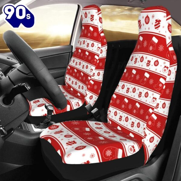 Christmas Snowflake Sock Stripes Car Seat Covers Vehicle Front Seat Coverss  Gift Xmas