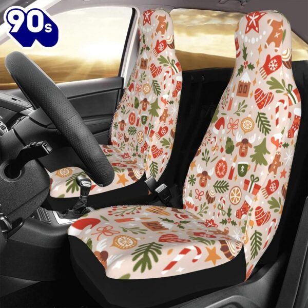 Christmas Symbols Print Car Seat Covers Vehicle Front Seat Coverss  Gift Xmas