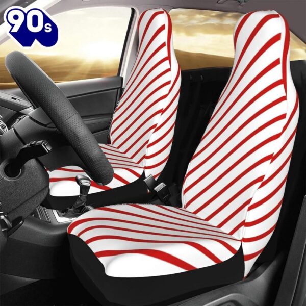 Christmas White Red Stripes Car Seat Covers Vehicle Front Seat Coverss  Gift Xmas