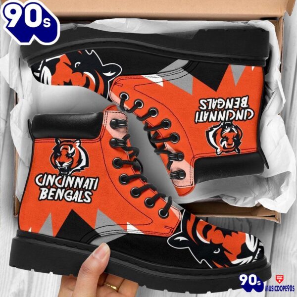 Cincinnati Bengals All Season Boots  Casual Shoes  Vegan Leather Custom Boot Shoes