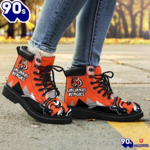 Cincinnati Bengals All Season Boots Casual Shoes Vegan Leather Custom Boot Shoes