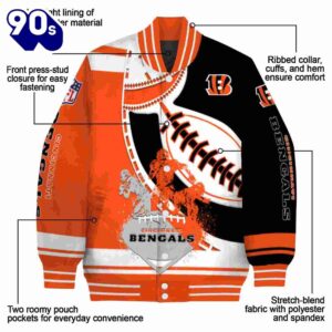 Cincinnati Bengals Baseball Stitching Black White Jacket