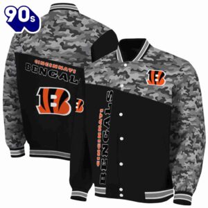 Cincinnati Bengals Camo Patchwork Black Jacket