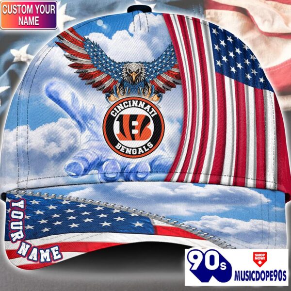 Cincinnati Bengals Cap Pride US 4th Of July Cap Veterans Cap Custom Name
