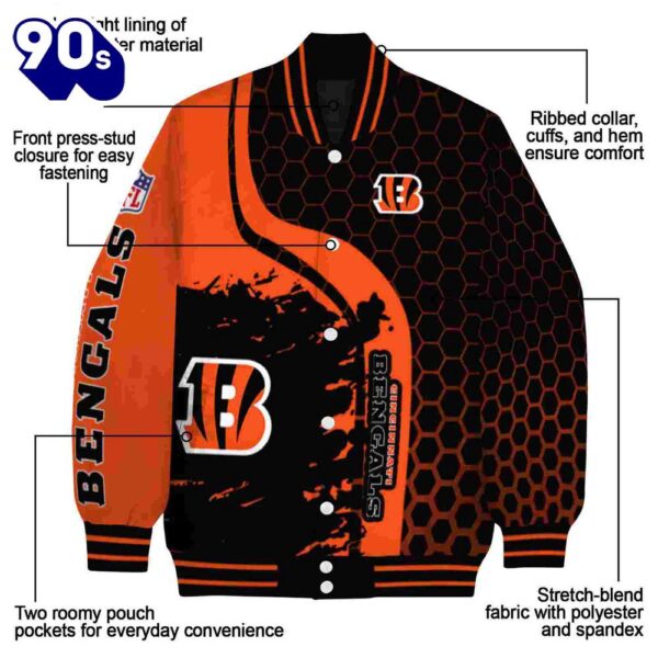 Cincinnati Bengals Hexagonal Pattern Orange Black Jacket