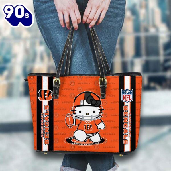 Cincinnati Bengals NFL Kitty Women Leather Tote Bag   Gift For Christmas