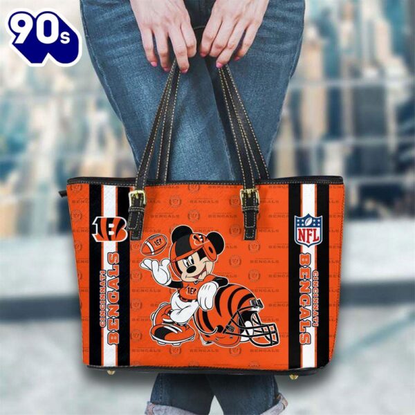 Cincinnati Bengals NFL Mickey Women Leather Tote Bag